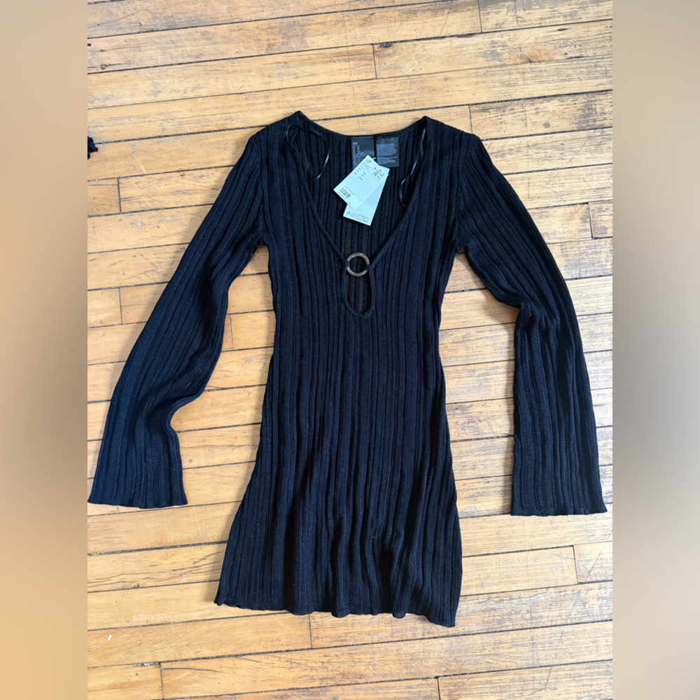 NWT XS H&M black knit beach cover up